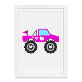 Monster Truck Rose - Affiche encadrée (27 × 37 cm) - blanc - Devant