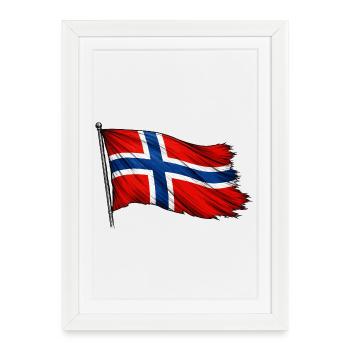 Drapeau de la Norvège - Affiche encadrée (27 × 37 cm) - blanc - Devant
