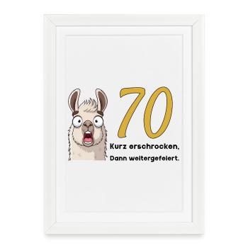 70e anniversaire – brièvement effrayé, puis célébré - Affiche encadrée (27 × 37 cm) - blanc - Devant