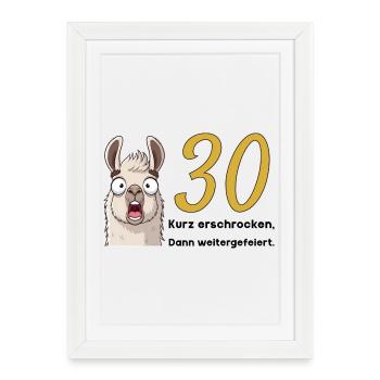 30e anniversaire – brièvement effrayé, puis célébré - Affiche encadrée (27 × 37 cm) - blanc - Devant