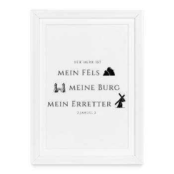 2 Samuel,22 Rock, Castle, Savior - Framed poster (27 × 37 cm) - white - Front