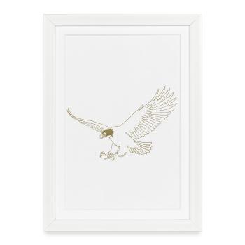 Silhouette d’aigle minimaliste Liberty USA Voge - Affiche encadrée (27 × 37 cm) - blanc - Devant