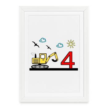Excavatrice - Affiche encadrée (27 × 37 cm) - blanc - Devant