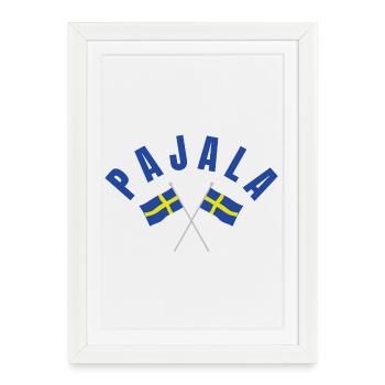 Pajala Drapeaux suédois - Affiche encadrée (27 × 37 cm) - blanc - Devant