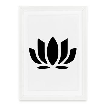 Fleur de lotus Fleur de lotus Icônes florales noires - Affiche encadrée (27 × 37 cm) - blanc - Devant