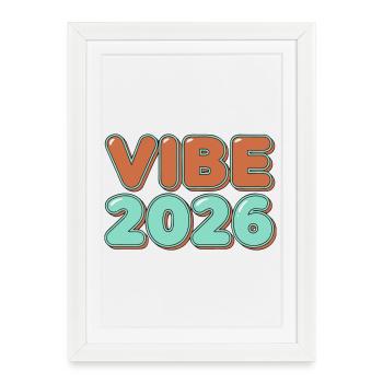 Retro Vibe 2026 Typography Lettering - Framed poster (27 × 37 cm) - white - Front