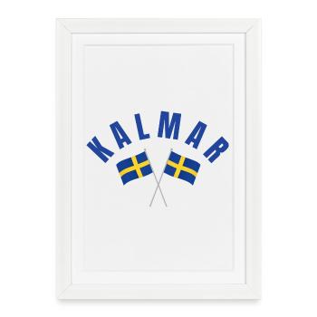 Kalmar Swedish Flags  - Framed poster (27 × 37 cm) - white - Front