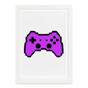 Joueur avec manette rétro - Affiche encadrée (27 × 37 cm) - blanc - Devant