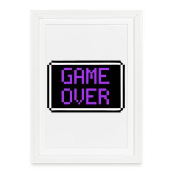 Game Over Shield Rétro Gamer - Affiche encadrée (27 × 37 cm) - blanc - Devant