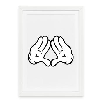 Mains style comique Pyramide Triangle Diamond Diamond - Affiche encadrée (27 × 37 cm) - blanc - Devant
