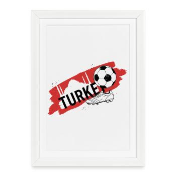 Turquie Football Maillot Supporter Turkey Soccer - Affiche encadrée (27 × 37 cm) - blanc - Devant