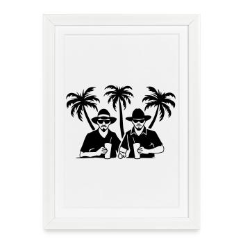 Équipe de vacances Silhouette de la plage - Affiche encadrée (27 × 37 cm) - blanc - Devant