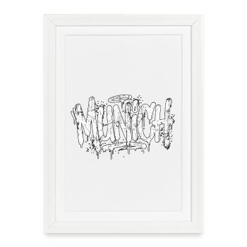Munich Graffiti Hip_Hop - Affiche encadrée (27 × 37 cm) - blanc - Devant