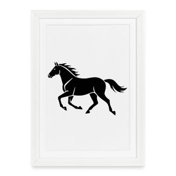 Cavalier cadeau de la silhouette du cheval noir - Affiche encadrée (27 × 37 cm) - blanc - Devant