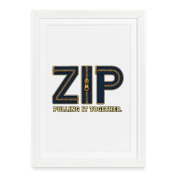 ZIP – Embrace Everything | A play on words with a castle - Framed poster (27 × 37 cm) - white - Front