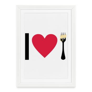 I love Pasta - Affiche encadrée (27 × 37 cm) - blanc - Devant