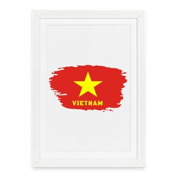 Vietnam drapeau / Cadeau Hanoi Asie Asie du Sud-Est - Affiche encadrée (27 × 37 cm) - blanc - Devant