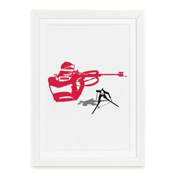 biathlon - Affiche encadrée (27 × 37 cm) - blanc - Devant