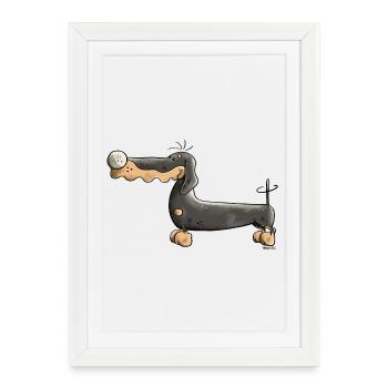 Mignon Teckel - Affiche encadrée (27 × 37 cm) - blanc - Devant