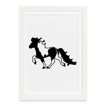 Tique de cheval islandais ludique - Affiche encadrée (27 × 37 cm) - blanc - Devant