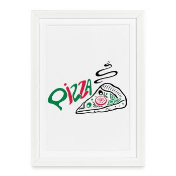 Big slice of Pizza, Italian food. - Framed poster (27 × 37 cm) - white - Front