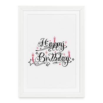 Joyeux anniversaire avec des bougies - Affiche encadrée (27 × 37 cm) - blanc - Devant