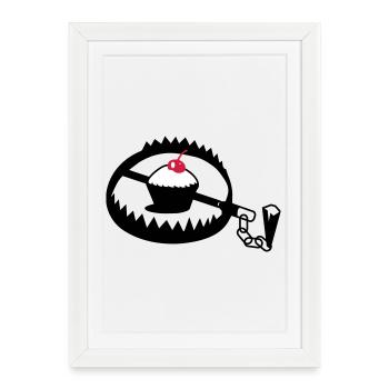 Pièges avec cupcakes - Affiche encadrée (27 × 37 cm) - blanc - Devant