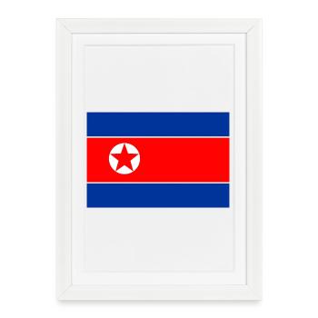 Flag of North Korea logo North Korean flag - Framed poster (27 × 37 cm) - white - Front