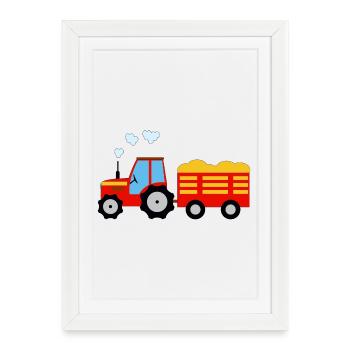 Tracteur - Affiche encadrée (27 × 37 cm) - blanc - Devant