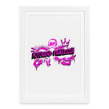 Moto Princesse Graffiti Design - Affiche encadrée (27 × 37 cm) - blanc - Devant