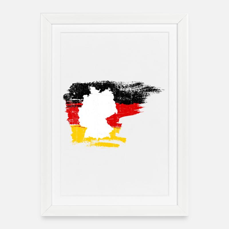 Germany Map in Flag Brush - Framed poster (27 × 37 cm) - white
