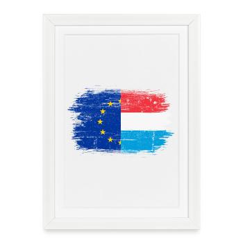 Fusion du drapeau néerlandais de l’UE brossée - Affiche encadrée (27 × 37 cm) - blanc - Devant