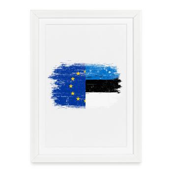 Fusion du drapeau UE-Allemagne - Affiche encadrée (27 × 37 cm) - blanc - Devant