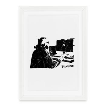 Producer Music Studio Illustration - Framed poster (27 × 37 cm) - white - Front