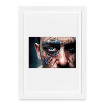 Visage d'homme inquiétant - Affiche encadrée (27 × 37 cm) - blanc - Devant