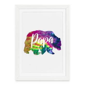 Bear Papa Batik Tie Dye - Affiche encadrée (27 × 37 cm) - blanc - Devant