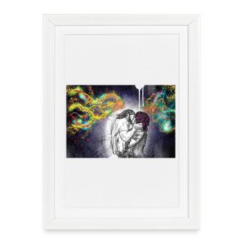 Premier baiser - Affiche encadrée (27 × 37 cm) - blanc - Devant