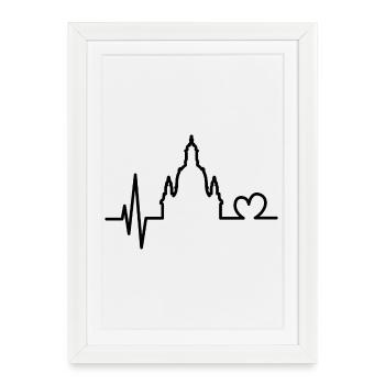 Heartbeat Love Dresden Frauenkirche Symbole Logo - Affiche encadrée (27 × 37 cm) - blanc - Devant