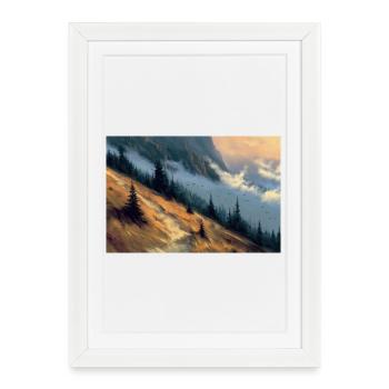 Mountain Landscape Illustration Poster - Framed poster (27 × 37 cm) - white - Front