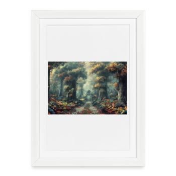 Forest Landscape Illustration Poster - Framed poster (27 × 37 cm) - white - Front