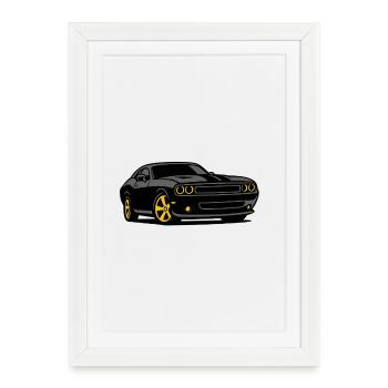 Muscle de nuit avec jantes jaunes - Affiche encadrée (27 × 37 cm) - blanc - Devant