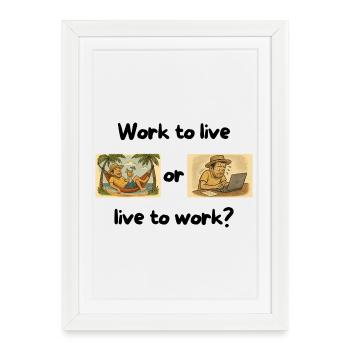 Échapper à la routine : détente vs stress au travail - Affiche encadrée (27 × 37 cm) - blanc - Devant