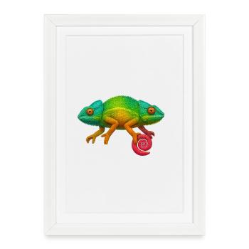 Sucette Caméléon Arc-en-ciel - Affiche encadrée (27 × 37 cm) - blanc - Devant