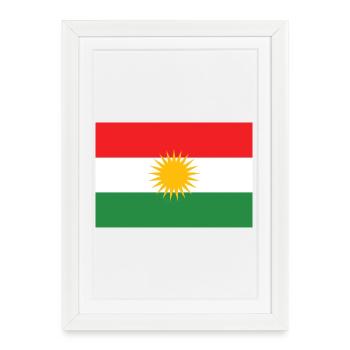 Drapeau du Kurdistan Étoile du Soleil - Affiche encadrée (27 × 37 cm) - blanc - Devant