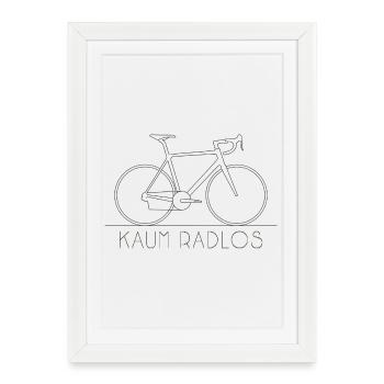 Hardly Wheelless – Minimalist Bicycle Line Art - Framed poster (27 × 37 cm) - white - Front