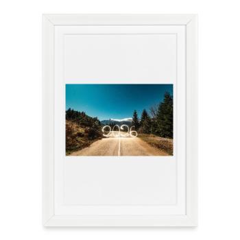 Year 2026 Light Painted with snowy mountains - Framed poster (27 × 37 cm) - white - Front