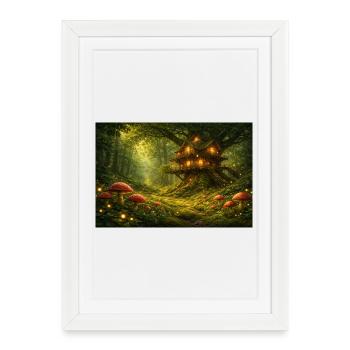Cabane dans l’Arbre dans la Forêt des Fées - Affiche encadrée (27 × 37 cm) - blanc - Devant