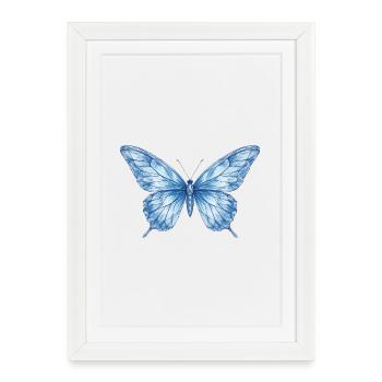 Blue Geometric Butterfly - Framed poster (27 × 37 cm) - white - Front