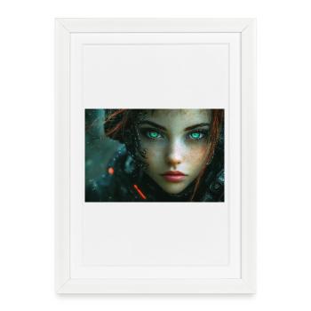 Cyber eyes in neon light - Framed poster (27 × 37 cm) - white - Front