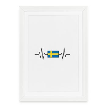 Swedish Flag Heartbeat - Framed poster (27 × 37 cm) - white - Front